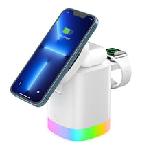 Load image into Gallery viewer, Magnetic Wireless Charger 3 In 1 For Apple Watch iPhone Qi Fast Charging Docking Station RBG Night Light Induction Charger Stand

