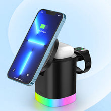 Load image into Gallery viewer, Magnetic Wireless Charger 3 In 1 For Apple Watch iPhone Qi Fast Charging Docking Station RBG Night Light Induction Charger Stand
