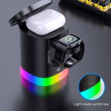 Load image into Gallery viewer, Magnetic Wireless Charger 3 In 1 For Apple Watch iPhone Qi Fast Charging Docking Station RBG Night Light Induction Charger Stand
