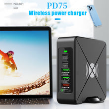 Load image into Gallery viewer, 75W 5 Port Multi USB C PD Charger Quick Charge QC3.0 Type C Fast Charging Travel Power Adapter with Desktop Rotary Stand
