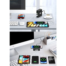 Load image into Gallery viewer, 75W 5 Port Multi USB C PD Charger Quick Charge QC3.0 Type C Fast Charging Travel Power Adapter with Desktop Rotary Stand
