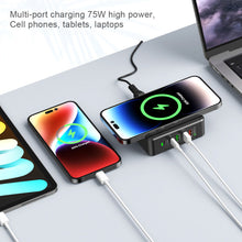Load image into Gallery viewer, 75W 5 Port Multi USB C PD Charger Quick Charge QC3.0 Type C Fast Charging Travel Power Adapter with Desktop Rotary Stand
