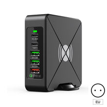 Load image into Gallery viewer, 75W 5 Port Multi USB C PD Charger Quick Charge QC3.0 Type C Fast Charging Travel Power Adapter with Desktop Rotary Stand
