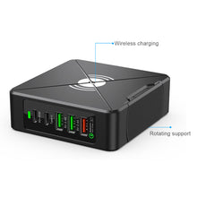 Load image into Gallery viewer, 75W 5 Port Multi USB C PD Charger Quick Charge QC3.0 Type C Fast Charging Travel Power Adapter with Desktop Rotary Stand
