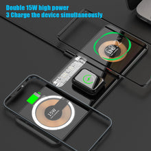 Load image into Gallery viewer, 30W Magnetic Wireless Charger 3 in 1 Stand Dual 15W Pad for iPhone 14 13 12 Pro/Airpod 3/iWatch 8 7 Transparent Qi Fast Chargers
