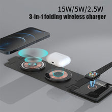 Load image into Gallery viewer, 3 in1 Foldable Wireless Charger For iPhone 13 12 11 For Apple Watch Airpods Pro Wireless Charging Dock Station
