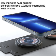 Load image into Gallery viewer, 3 in1 Foldable Wireless Charger For iPhone 13 12 11 For Apple Watch Airpods Pro Wireless Charging Dock Station
