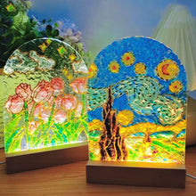 Load image into Gallery viewer, DIY Painting for Acrylic Plate Glass Painting Bedroom Decoration Water Ripple Shape Creative Atmosphere Tulip Night Light Led Lamp
