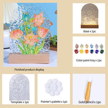 Load image into Gallery viewer, DIY Painting for Acrylic Plate Glass Painting Bedroom Decoration Water Ripple Shape Creative Atmosphere Tulip Night Light Led Lamp

