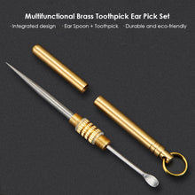 Load image into Gallery viewer, Multifunctional Integrated Design Ear Spoon Toothpick Combination Pure Brass Toothpick Ear Spoon Stronger Than Dental Floss Tool
