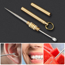 Load image into Gallery viewer, Multifunctional Integrated Design Ear Spoon Toothpick Combination Pure Brass Toothpick Ear Spoon Stronger Than Dental Floss Tool

