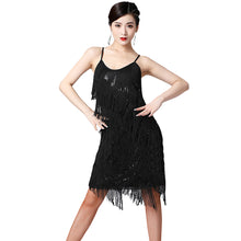 Load image into Gallery viewer, Womens Sequins Fringe Latin Dance Dress Sexy Sleeveless Ballroom Salsa Tango Cha Cha Rumba Samba Dancewear Party Dressing
