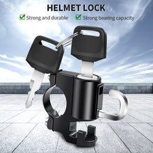 Load image into Gallery viewer, Motorcycle Helmet Lock Anti-Theft Helmet Security Lock Metal 20mm-28mm Black with 2 Keys and Hook
