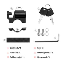 Load image into Gallery viewer, Motorcycle Helmet Lock Anti-Theft Helmet Security Lock Metal 20mm-28mm Black with 2 Keys and Hook
