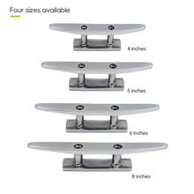 Load image into Gallery viewer, 4"/5"/6"/8" 316 Stainless Steel Polished 2 Hole Hardware Low Flat Cleat Boat Cleats For Marine Boat Deck Rope Tie Yacht Accessories
