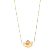 Load image into Gallery viewer, Natural Elliptical Titanium Steel Sunflower Necklace with Stainless Steel Rhinestone Pendant Collarbone Chain Collar
