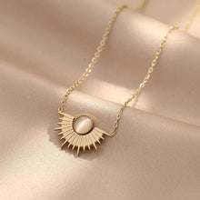 Load image into Gallery viewer, Natural Elliptical Titanium Steel Sunflower Necklace with Stainless Steel Rhinestone Pendant Collarbone Chain Collar
