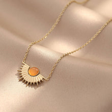 Load image into Gallery viewer, Natural Elliptical Titanium Steel Sunflower Necklace with Stainless Steel Rhinestone Pendant Collarbone Chain Collar

