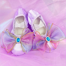 Load image into Gallery viewer, Colorful Bow Dance Shoes Princess Style Dream Soft Soled Ballet Shoes Free Lace-Up Children's Body Exercise Cat Claw Shoes
