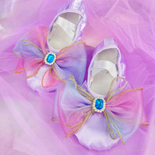 Load image into Gallery viewer, Colorful Bow Dance Shoes Princess Style Dream Soft Soled Ballet Shoes Free Lace-Up Children's Body Exercise Cat Claw Shoes

