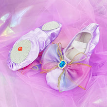 Load image into Gallery viewer, Colorful Bow Dance Shoes Princess Style Dream Soft Soled Ballet Shoes Free Lace-Up Children's Body Exercise Cat Claw Shoes
