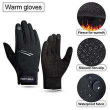 Load image into Gallery viewer, Outdoor Waterproof Gloves Autumn Winter Fleece Warm Windproof And Cold Resistant Equipment Mountaineering Skiing Cycling Gloves With Night Reflective Strip Touch Screen Function
