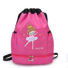 Load image into Gallery viewer, Children's Dance Backpack Shoes Little Girl Embroidery Large Capacity Drawstring Bag Ballet Latin Chinese Dance Supplies
