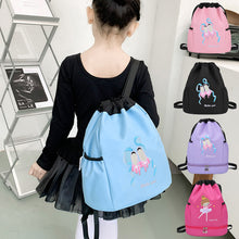 Load image into Gallery viewer, Children's Dance Backpack Shoes Little Girl Embroidery Large Capacity Drawstring Bag Ballet Latin Chinese Dance Supplies
