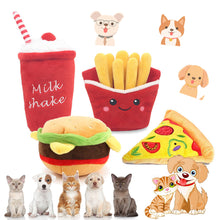 Load image into Gallery viewer, Plush Burgers Chips Dog Toy Dog Chewing Squeaky Toy Press Sound Squeak Pet Teeth Training Molar Toys Dog Chew Toy with Squeaker
