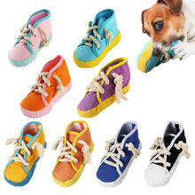 Load image into Gallery viewer, Imitation Canvas Shoes Pet Dog Bite Toy Teeth Training Molar Toys Puppy Sound Squeak Soft Chew Toy for Small Large Dogs Bite Resistant

