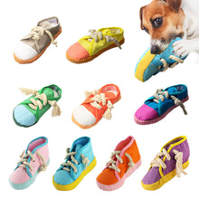Load image into Gallery viewer, Imitation Canvas Shoes Pet Dog Bite Toy Teeth Training Molar Toys Puppy Sound Squeak Soft Chew Toy for Small Large Dogs Bite Resistant
