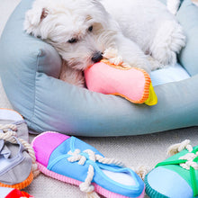 Load image into Gallery viewer, Imitation Canvas Shoes Pet Dog Bite Toy Teeth Training Molar Toys Puppy Sound Squeak Soft Chew Toy for Small Large Dogs Bite Resistant
