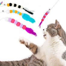 Load image into Gallery viewer, Funny Feather Cat Plush Teaser Wand with Bell Pet Interactive Feather Toys Cat Stick Toy for Kitten Catching Toy Playing Teaser Cat Supplies
