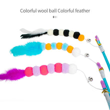 Load image into Gallery viewer, Funny Feather Cat Plush Teaser Wand with Bell Pet Interactive Feather Toys Cat Stick Toy for Kitten Catching Toy Playing Teaser Cat Supplies
