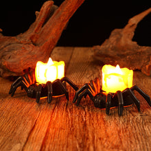 Load image into Gallery viewer, Halloween Candle Tea Light Black Spider Candle Flameless Battery Operated LED Tealight for Halloween Spooky Decor
