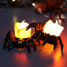 Load image into Gallery viewer, Halloween Candle Tea Light Black Spider Candle Flameless Battery Operated LED Tealight for Halloween Spooky Decor
