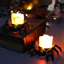 Load image into Gallery viewer, Halloween Candle Tea Light Black Spider Candle Flameless Battery Operated LED Tealight for Halloween Spooky Decor
