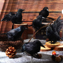 Load image into Gallery viewer, Halloween Black Crow Ornament Simulation Crow Animal Model Bird Scary Toys Horror Props Home Garden Decoration
