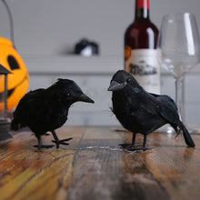 Load image into Gallery viewer, Halloween Black Crow Ornament Simulation Crow Animal Model Bird Scary Toys Horror Props Home Garden Decoration

