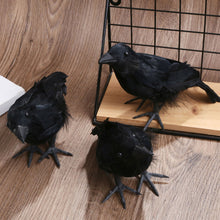 Load image into Gallery viewer, Halloween Black Crow Ornament Simulation Crow Animal Model Bird Scary Toys Horror Props Home Garden Decoration
