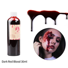 Load image into Gallery viewer, 30/50/150ml Fake Blood Prop Halloween Decoration Horror Cosplay Cosmetics Artificial Plasma Party Supplies Pranks DIY Halloween Supplies
