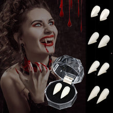 Load image into Gallery viewer, 1Pair Vampire Teeth Zombie Fangs DIY Cosplay Props DIY Solid Denture Adhesive Solid Glue False Teeth Resin Fangs for Masquerade Decoration
