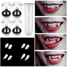 Load image into Gallery viewer, 1Pair Vampire Teeth Zombie Fangs DIY Cosplay Props DIY Solid Denture Adhesive Solid Glue False Teeth Resin Fangs for Masquerade Decoration
