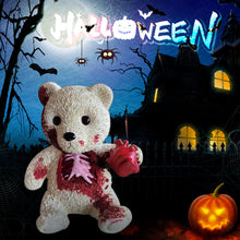 Load image into Gallery viewer, Resin Halloween Bear Plush Horror Bear Ornament Halloween Bloody Bear Halloween Party Home Garden Decoration
