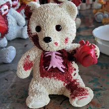 Load image into Gallery viewer, Resin Halloween Bear Plush Horror Bear Ornament Halloween Bloody Bear Halloween Party Home Garden Decoration

