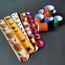 Load image into Gallery viewer, 5/10pcs Halloween Slap Bracelet Cartoon Skeleton Wrist Strap Christmas Kid Friendship Couples Bracelets Cosplay Party Decoration
