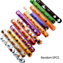 Load image into Gallery viewer, 5/10pcs Halloween Slap Bracelet Cartoon Skeleton Wrist Strap Christmas Kid Friendship Couples Bracelets Cosplay Party Decoration
