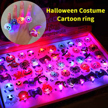 Load image into Gallery viewer, 5Pcs/10Pcs LED Light Halloween Ring Glowing Pumpkin Ghost Skull Rings Kids Gift Halloween Party Decoration for Home Horror Props Supplies
