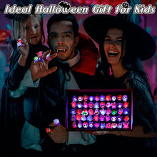 Load image into Gallery viewer, 5Pcs/10Pcs LED Light Halloween Ring Glowing Pumpkin Ghost Skull Rings Kids Gift Halloween Party Decoration for Home Horror Props Supplies
