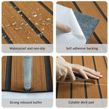 Load image into Gallery viewer, 2.4M Self-Adhesive EVA Foam Boat Marine Flooring Faux Teak Decking Sheet Striped Yacht Mat Decking Boat EVA Foam Floor Mat
